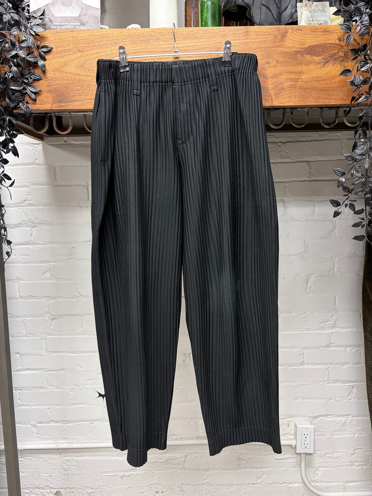 Issey Miyake ‘Homme Plisse’ Pleated Black Wide Leg Trousers
