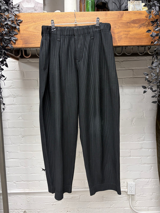 Issey Miyake ‘Homme Plisse’ Pleated Black Wide Leg Trousers