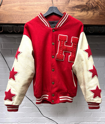 1990s Hysteric Glamour Chenille Patch Leather Varsity Jacket