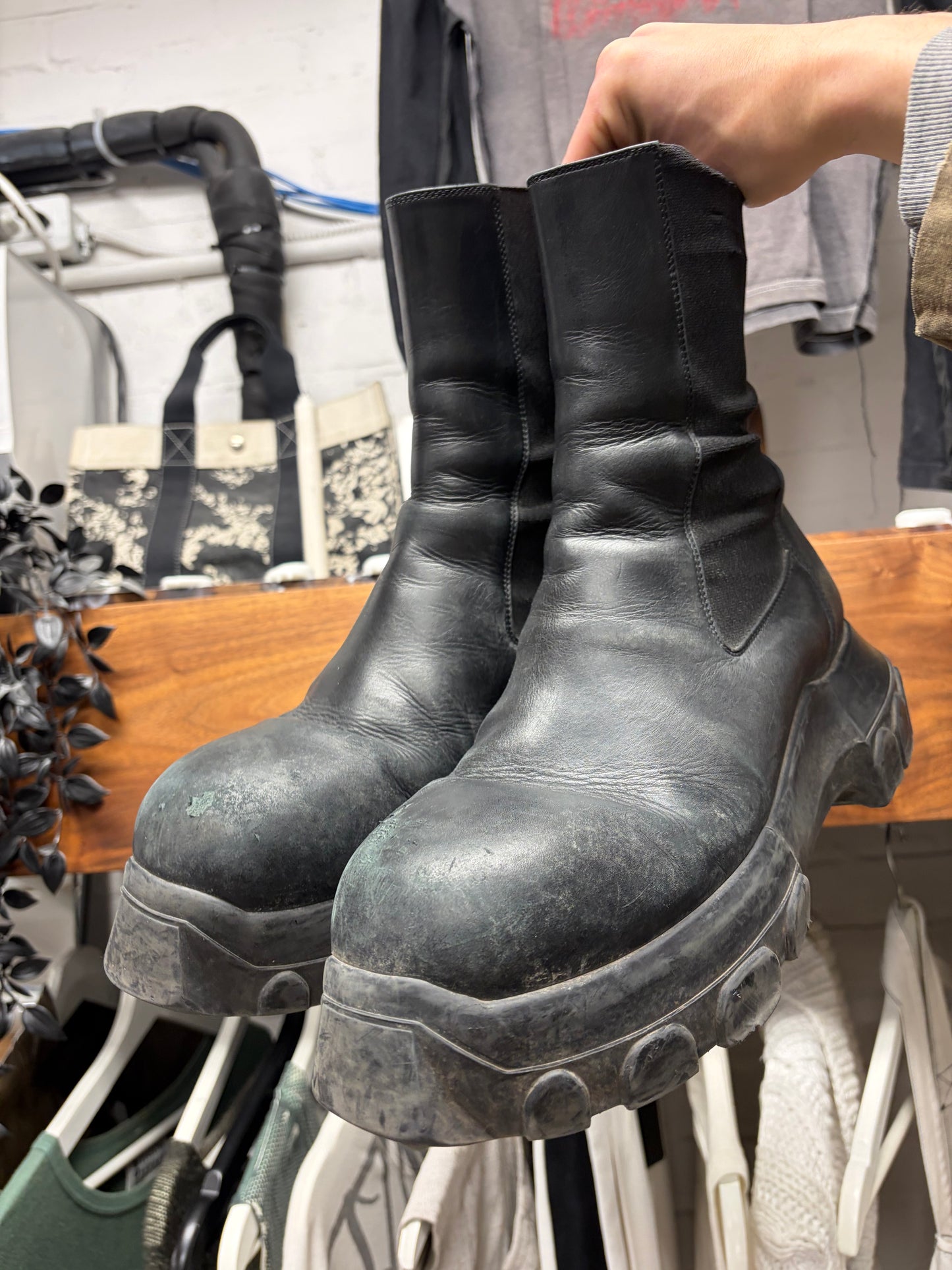 Rick Owens ‘Beatle Bozo’ Tractor Sole Leather Boots