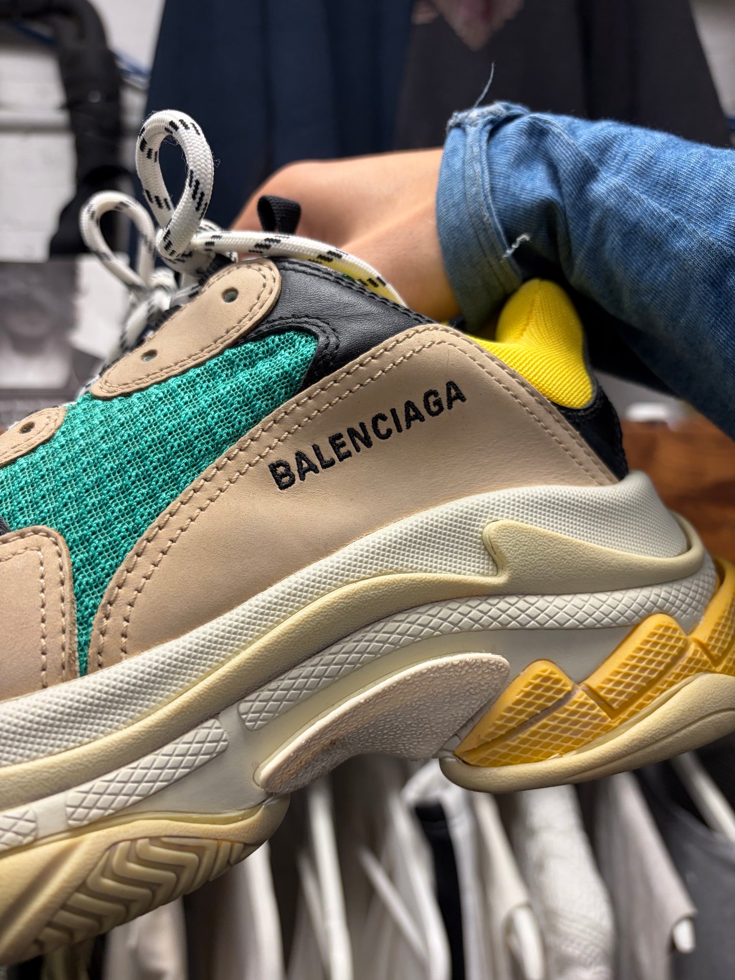 Balenciaga ‘Triple S’ OG Colorway Green/Yellow Oversized Low Top Sneakers