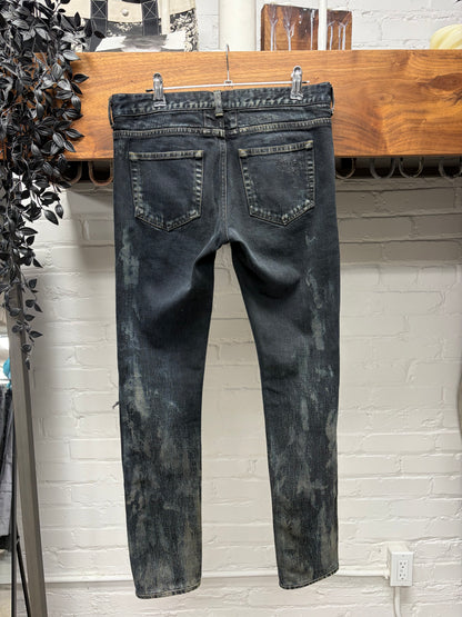 2014 Saint Laurent by Hedi Slimane ‘Oil Spill’ D02 Distressed Crash Skinny Jeans