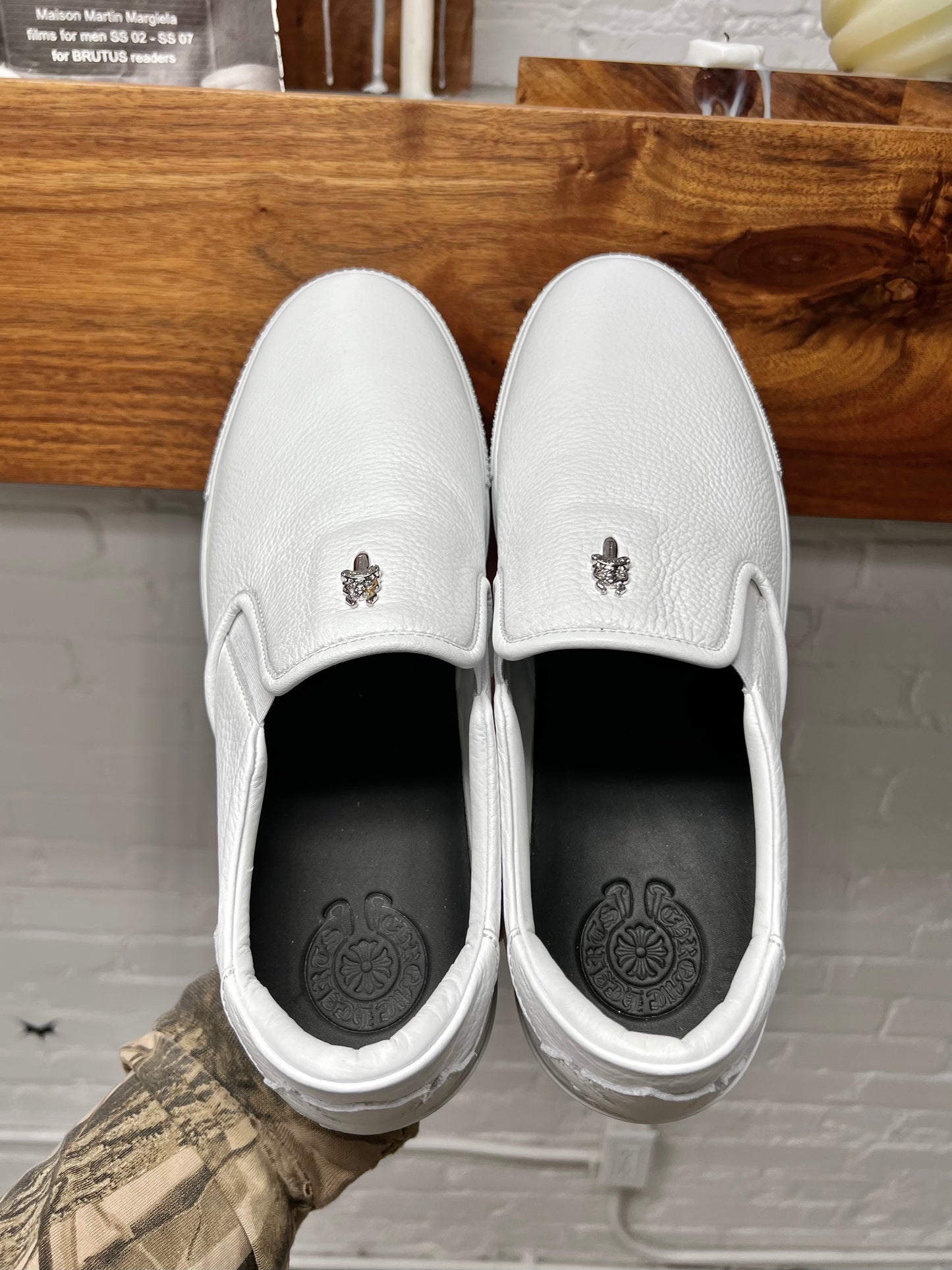 Chrome Hearts ‘Dagger’ Slip-On White Leather Low Top Sneakers