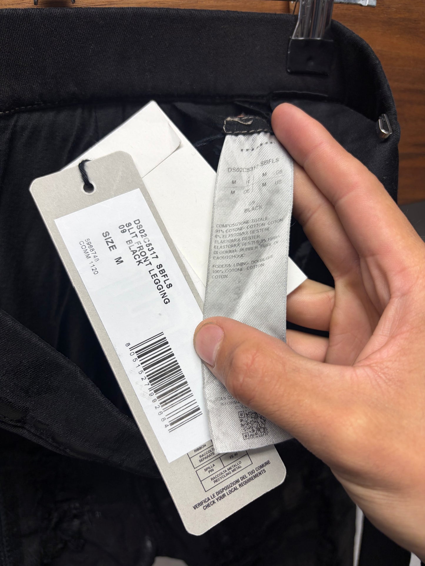 Rick Owens Slashed ‘Slit Front Legging’ Waxed Black Pants