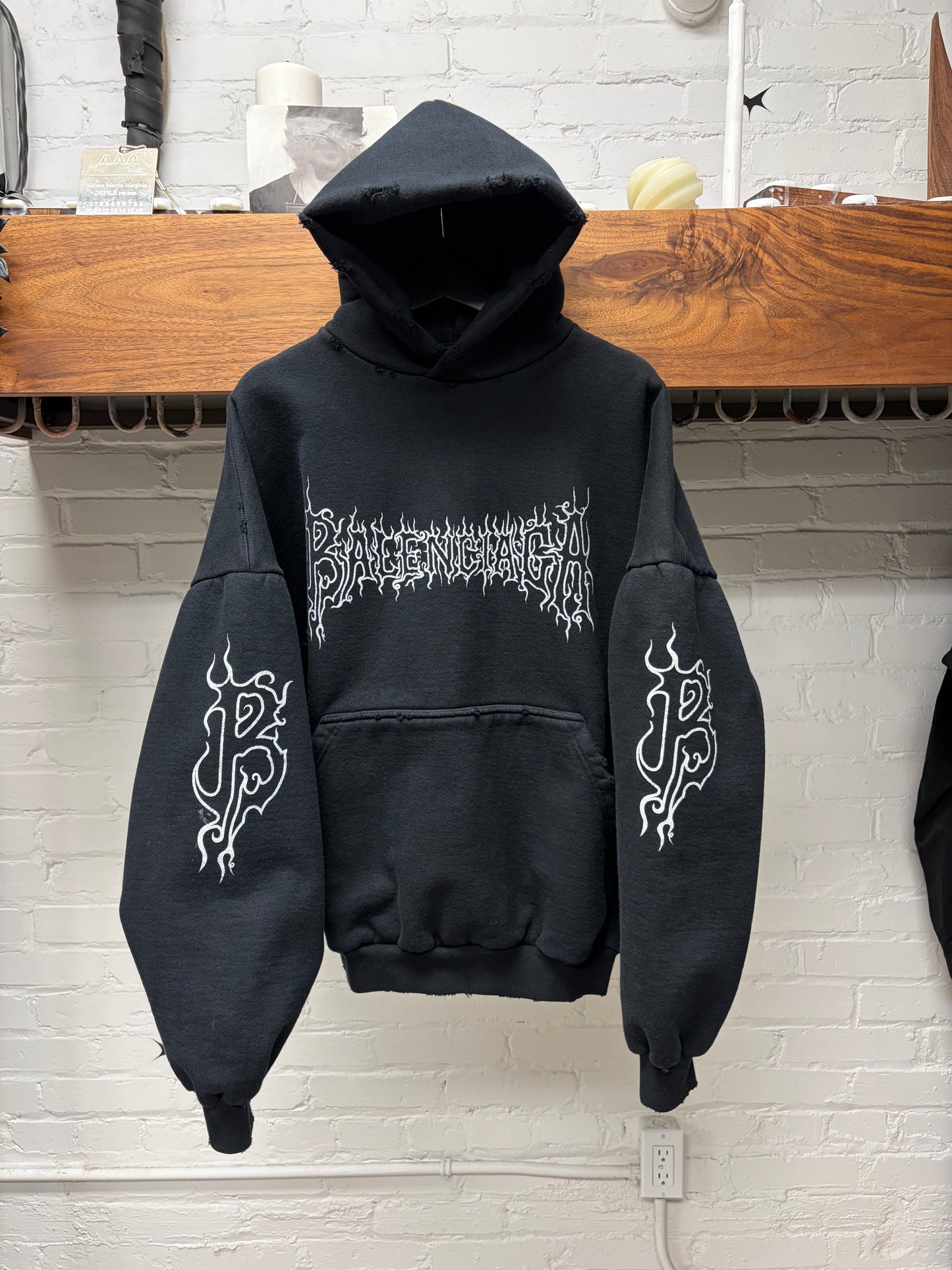 Balenciaga ‘DIY Metal’ Black Heavyweight Terry Cotton Pullover Hoodie
