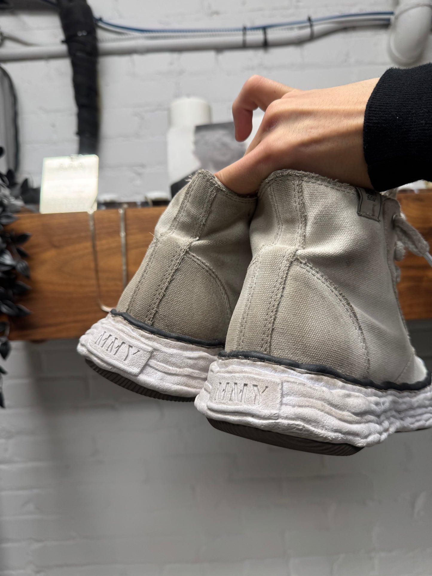Mihara Yasuhiro White Canvas High Top Sneakers