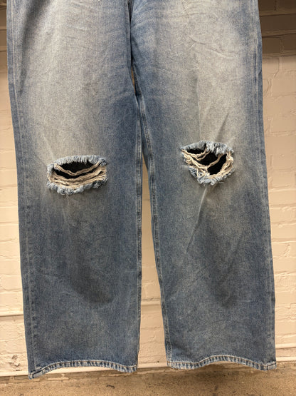2025 Maison Margiela Wide Leg Blue Baggy Distressed Denim
