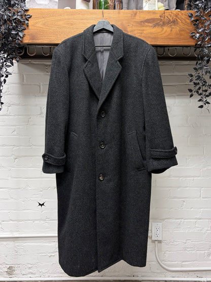 Vintage 1990s Comme Des Garcons Homme Grey Heavy Wool Full Length Trench Coat