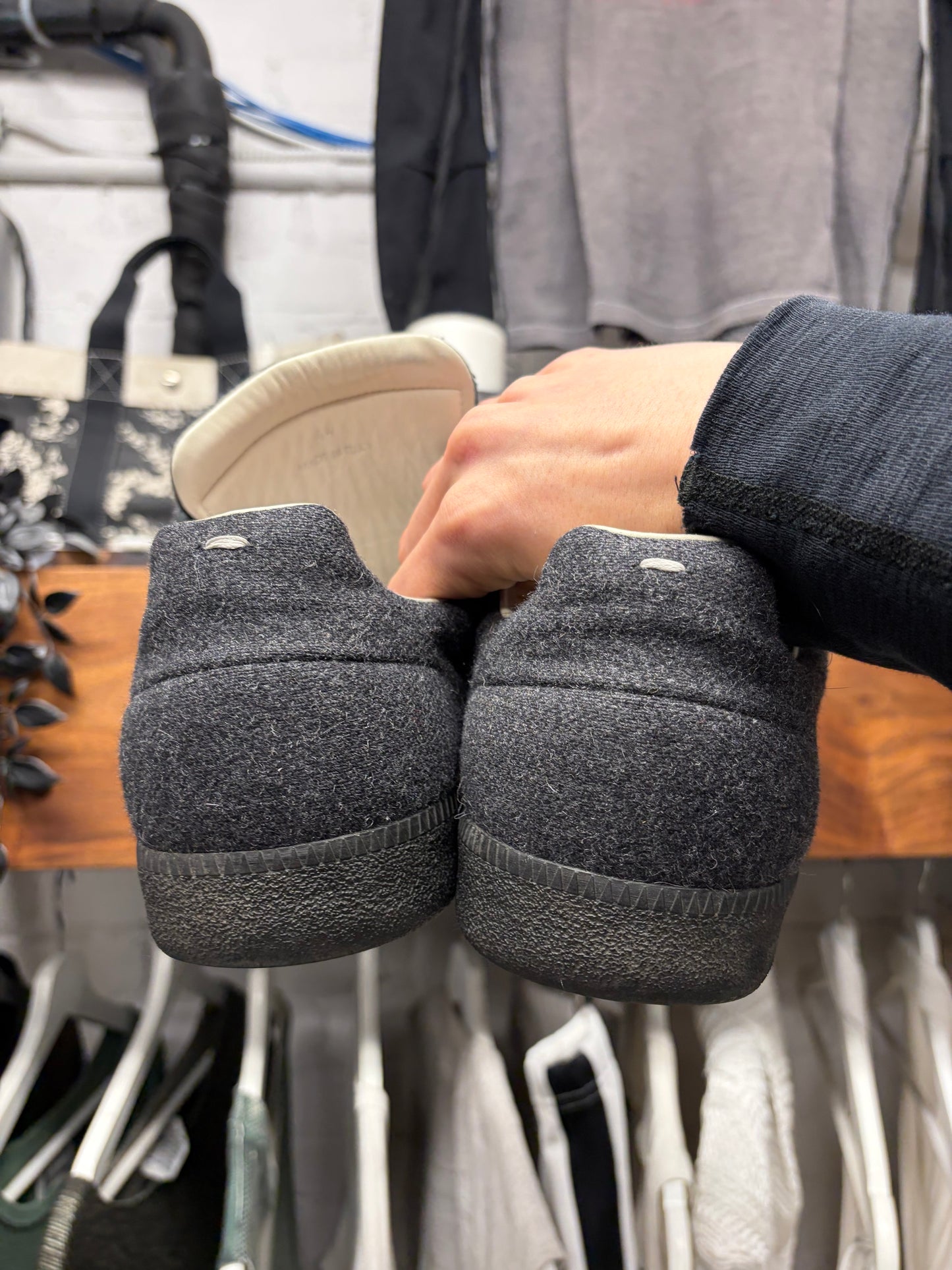 Maison Margiela Grey Wool ‘Future’ Low Top Sneakers