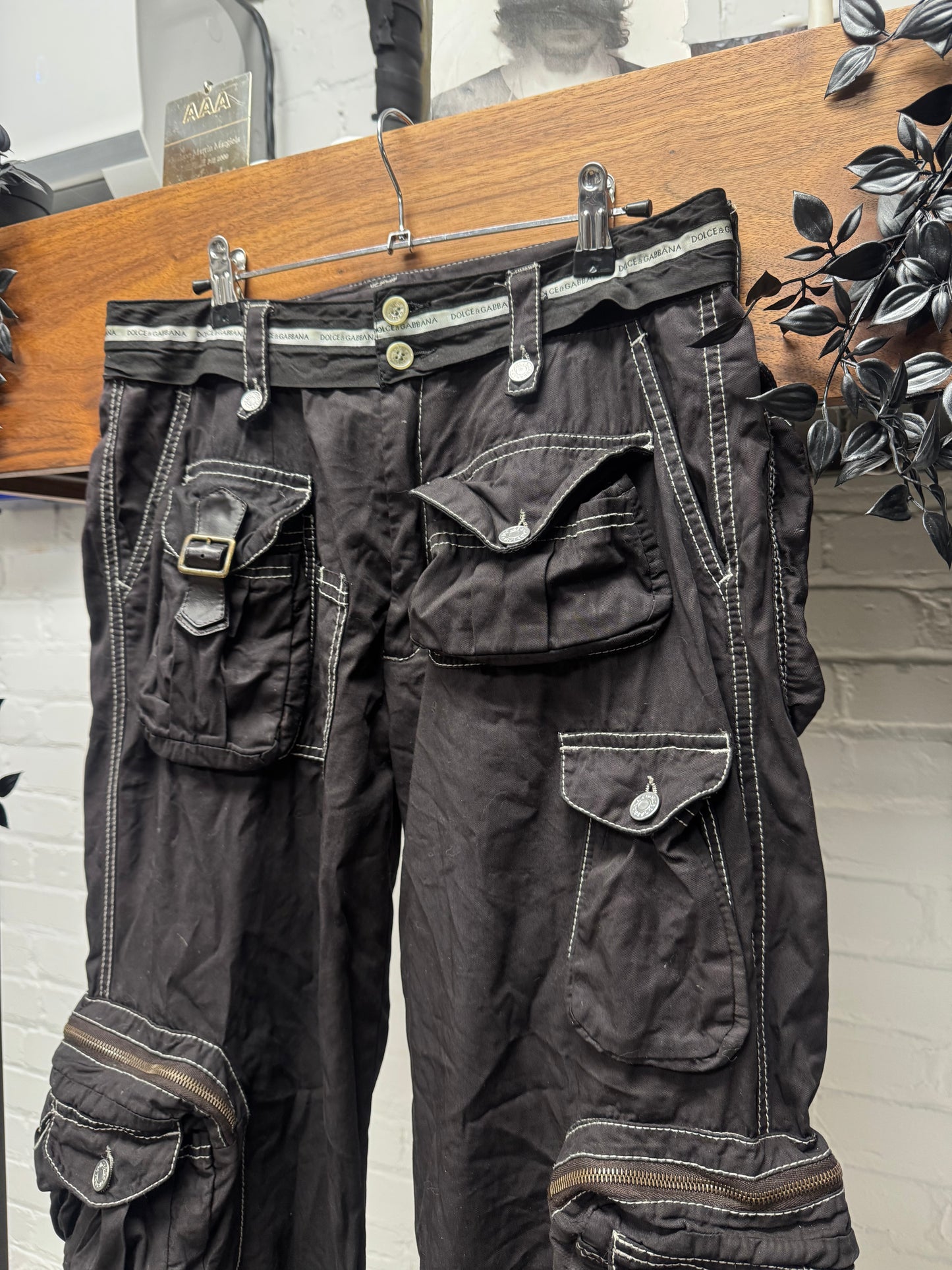 SS2003 Dolce & Gabbana Black Garment Dyed ‘Hunting’ Cargo Pants