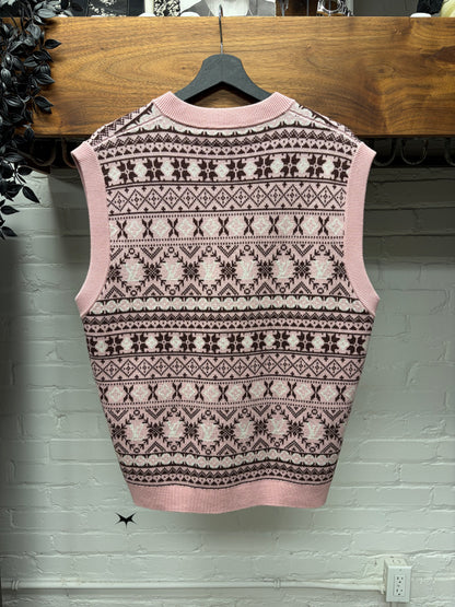 SS2024 Louis Vuitton x Tyler the Creator ‘Fair Isle’ Pink Merino Wool Sweater Vest