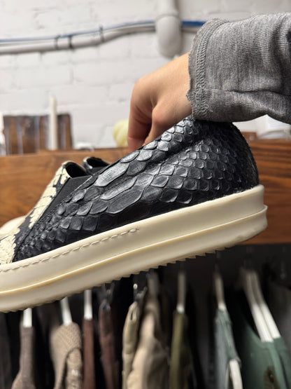 Rick Owens Python Leather ‘Ramones’ Slip On Sneakers