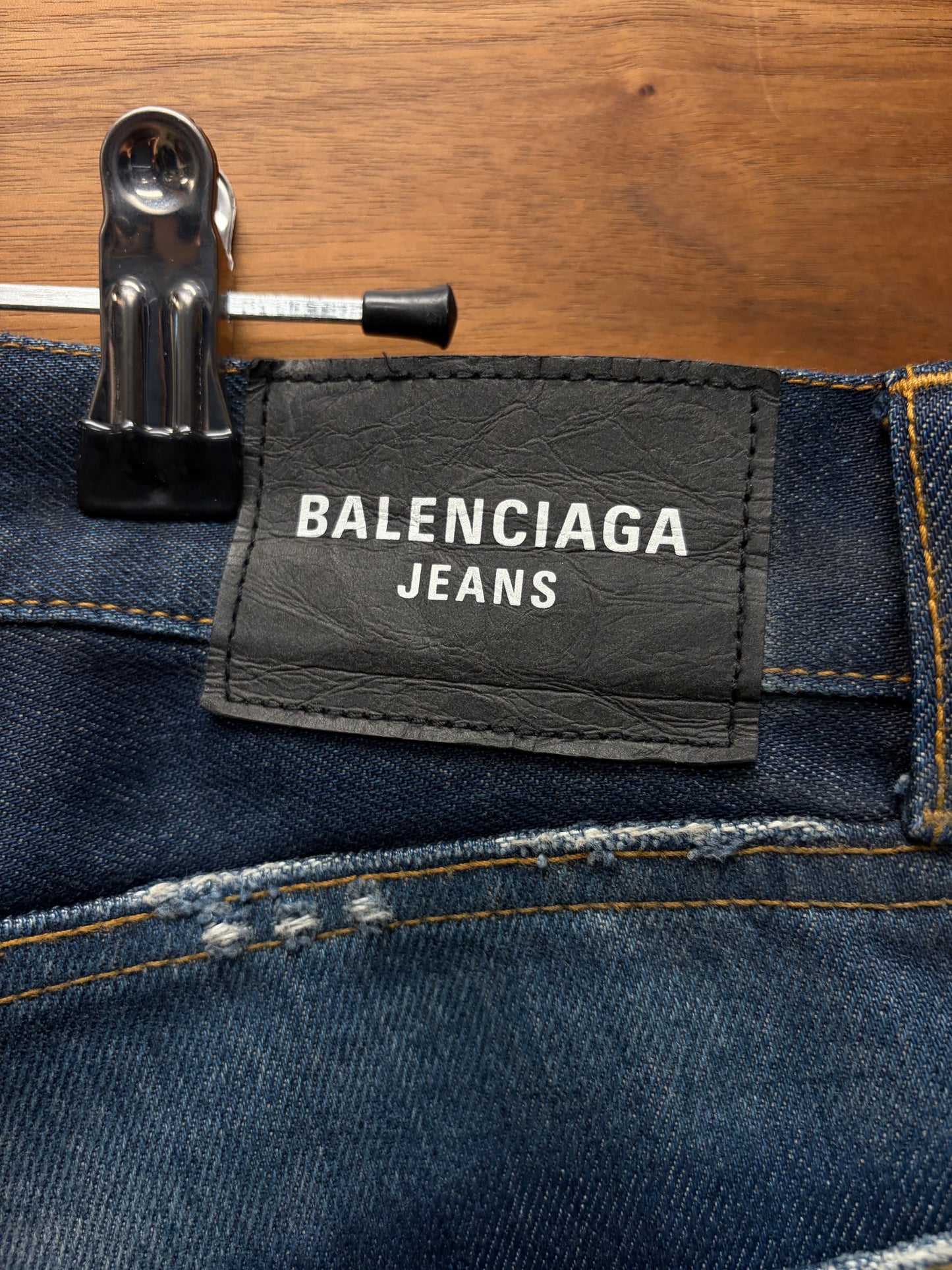 2022 Balenciaga Raw Blue Bootcut Denim