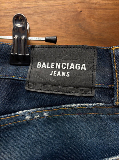 2022 Balenciaga Raw Blue Bootcut Denim