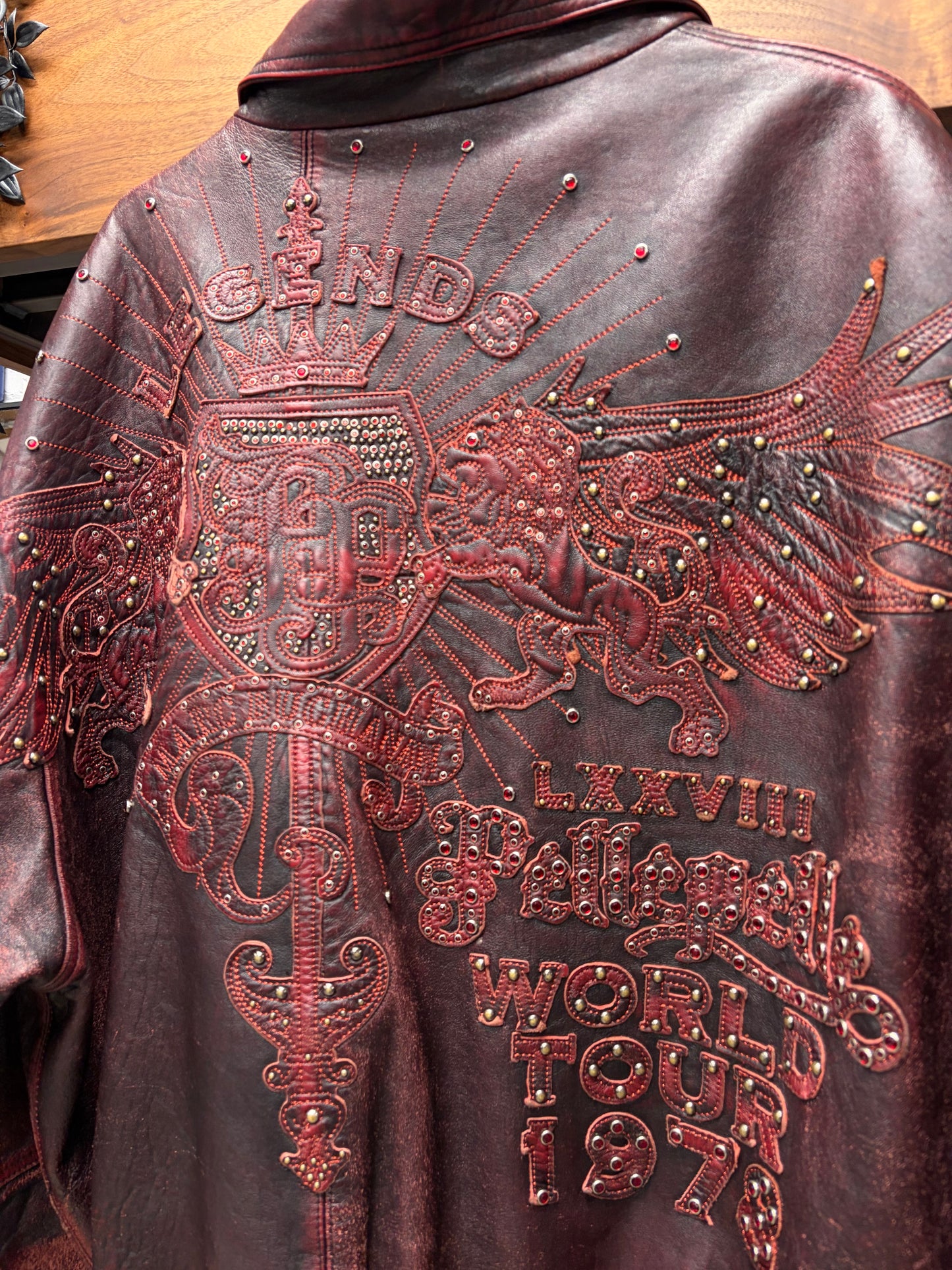 Vintage Pelle Pelle ‘World Tour’ Dark Red Leather Jacket