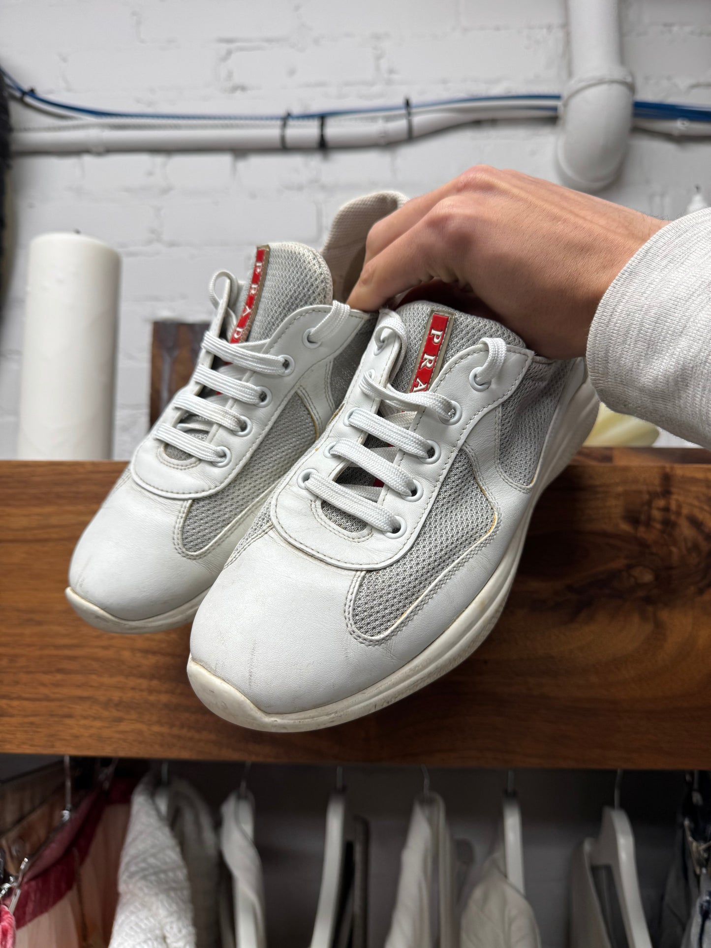 Prada ‘America’s Cup’ White Leather Low Top Sneakers