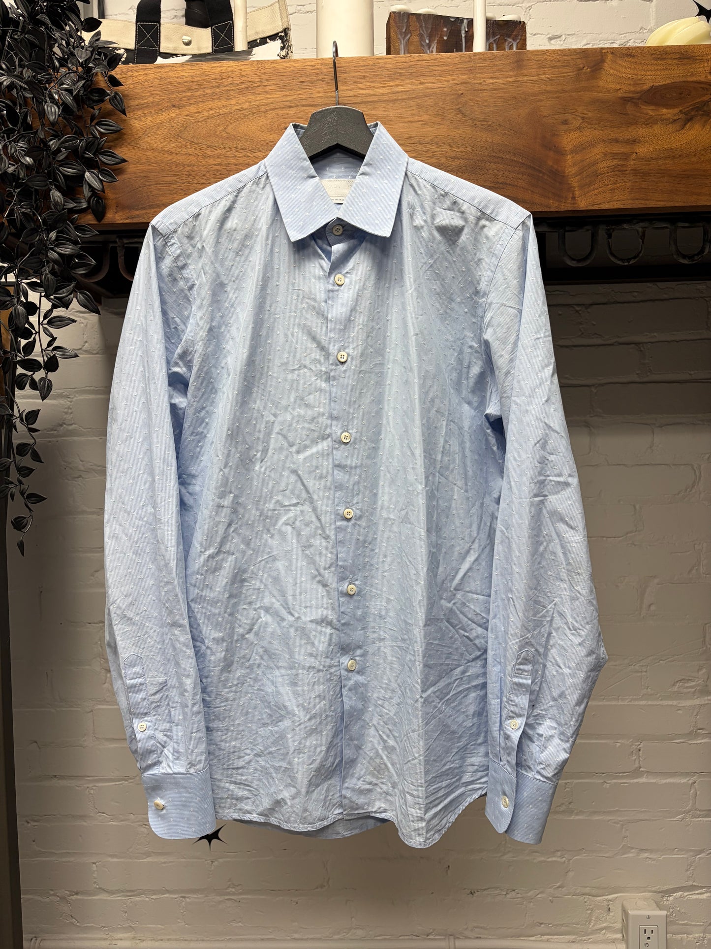 2012 Prada Blue/White Thin Pinstripe Button Up Shirt