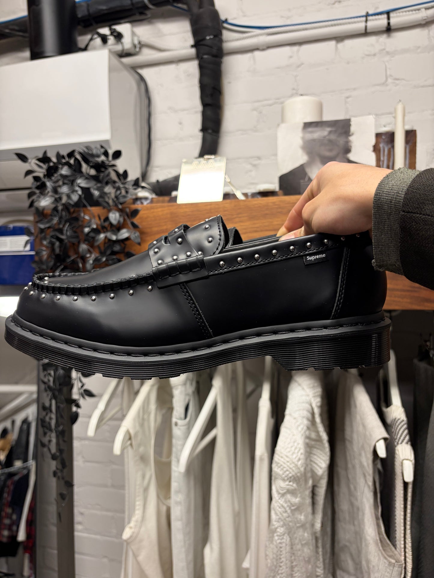 2025 Supreme x Doc Martens ‘Penton’ Studded Black Leather Loafers