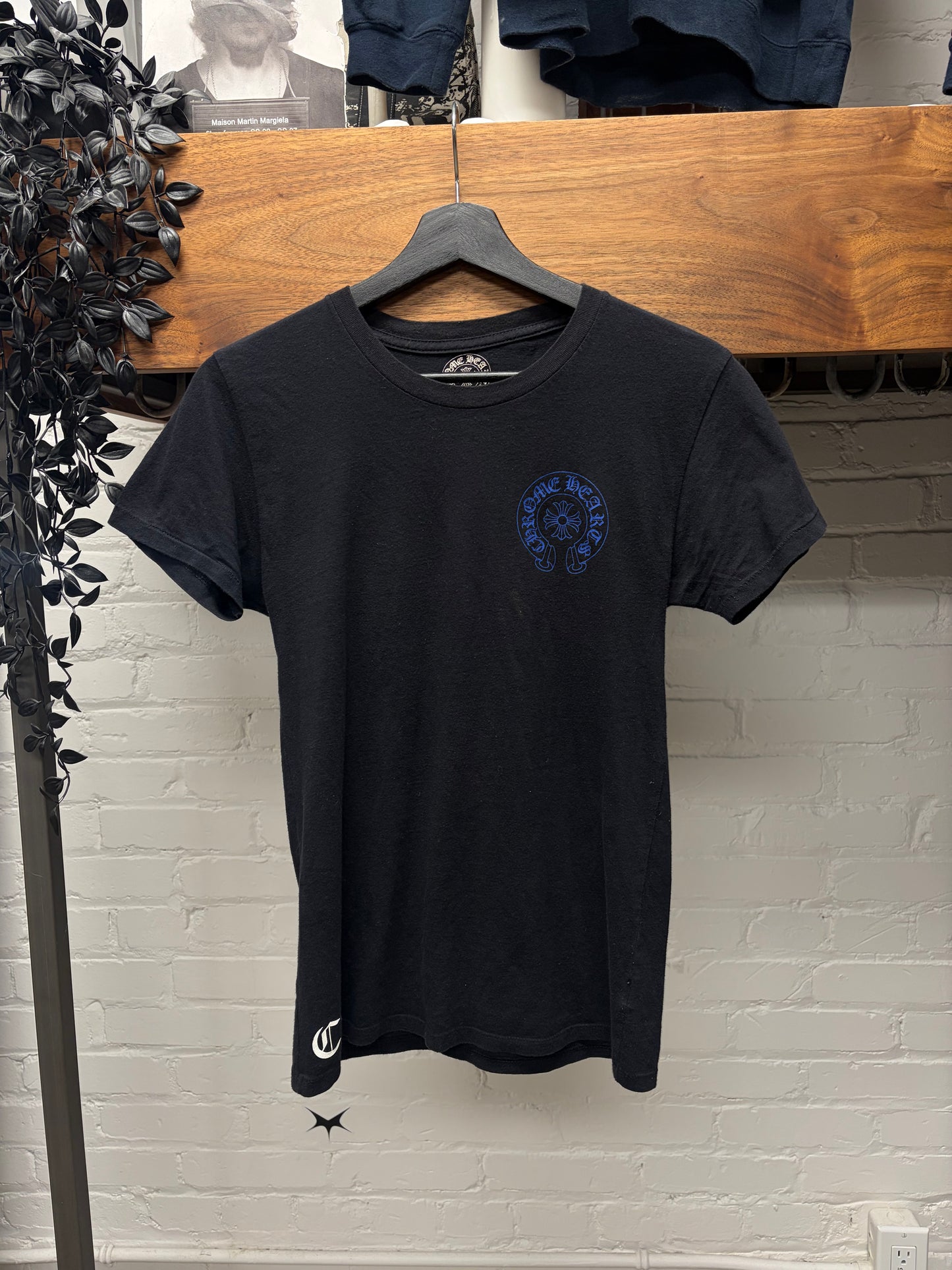 Chrome Hearts Blue/White Celtic Cross Black Short Sleeve T-Shirt
