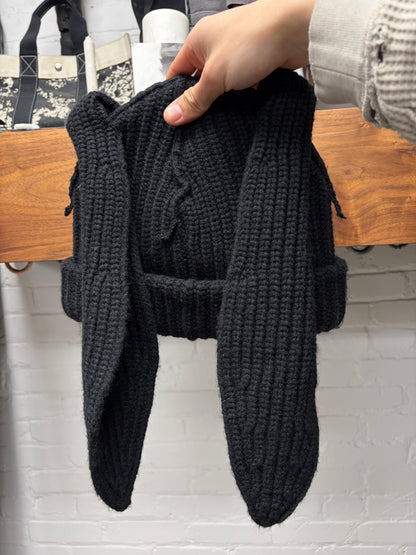 Charles Jeffery Loverboy ‘Bunny Ears’ Ribbed Black Beanie