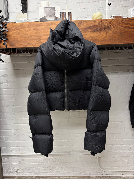 AW2021 Rick Owens ‘Gethsemane’ Funnel ‘Scarf Wrap’ Cropped Down Filled Puffer Jacket