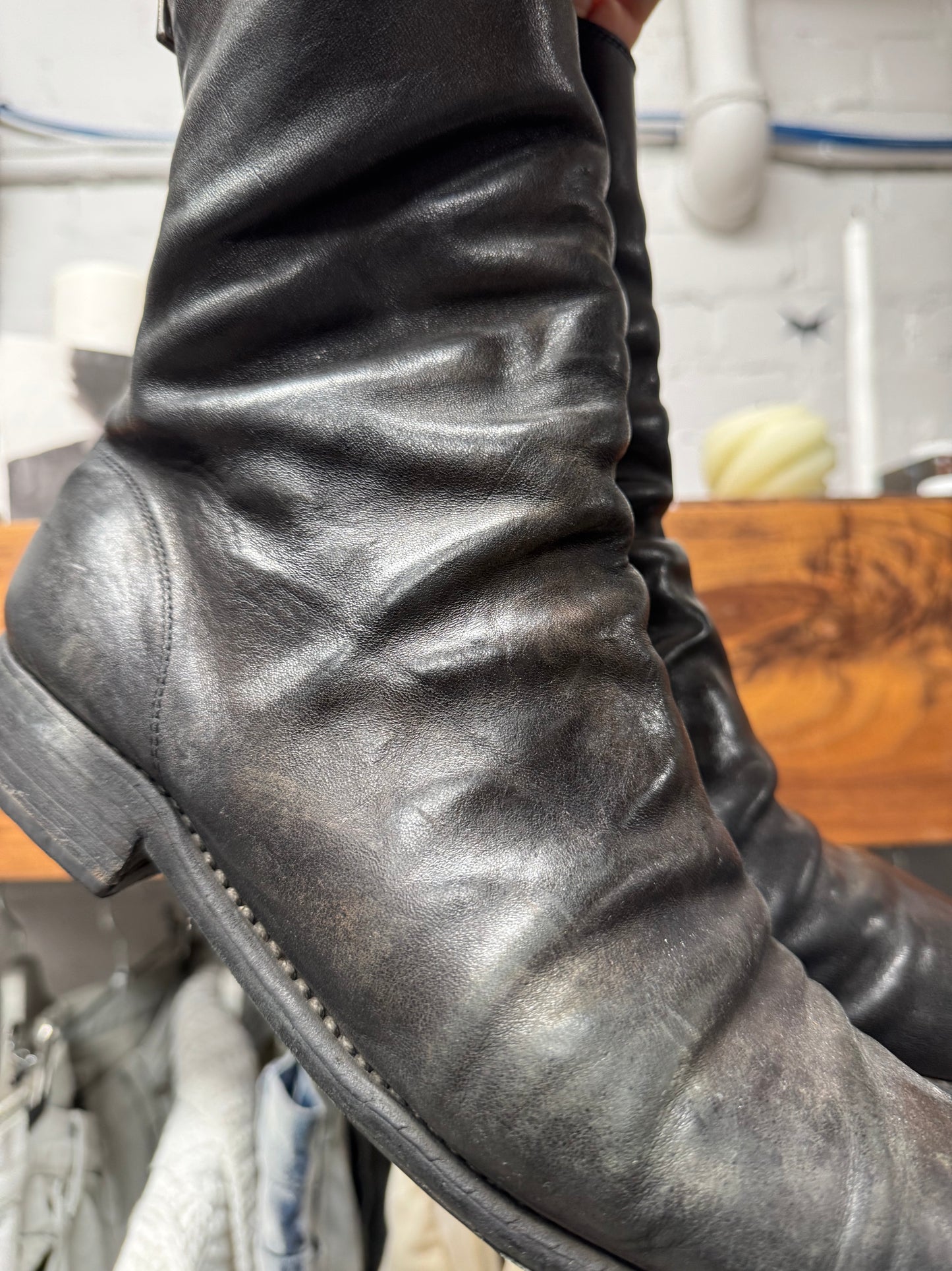 Guidi ‘986’ Black Full Grain Horse Leather Back-Zip Boots