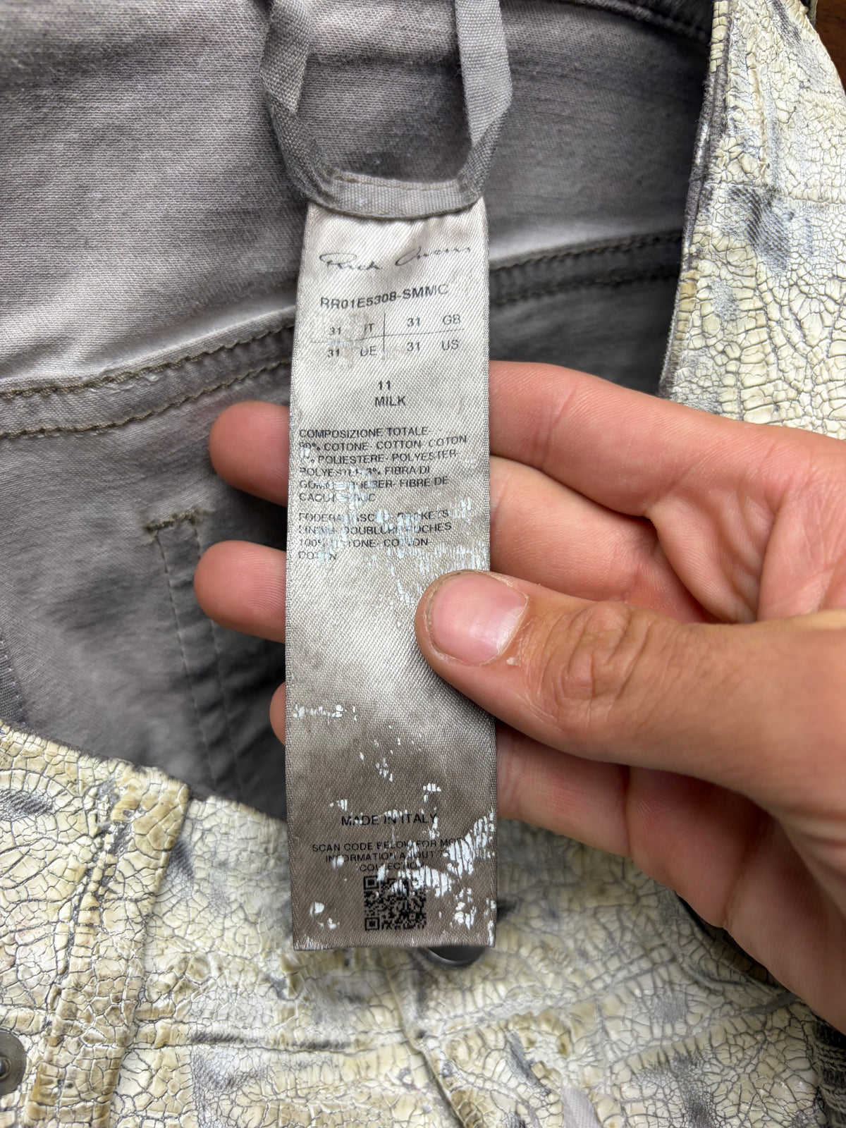 SS2025 Rick Owens ‘Hollywood’ Milk Crackled ‘Headon’ Denim