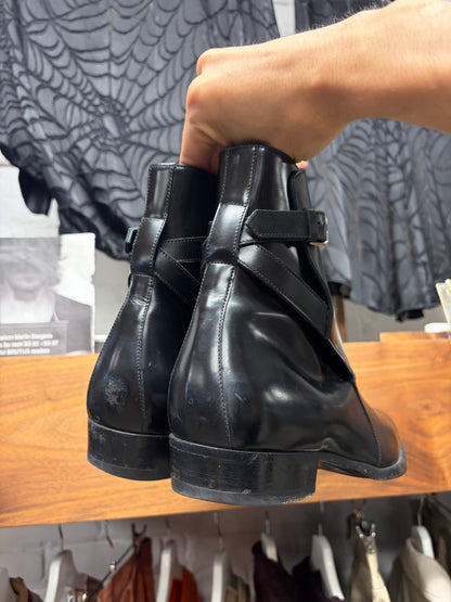 Saint Laurent ‘Jodhpur’ Black Patent Leather Pointed Toe Chelsea Boots