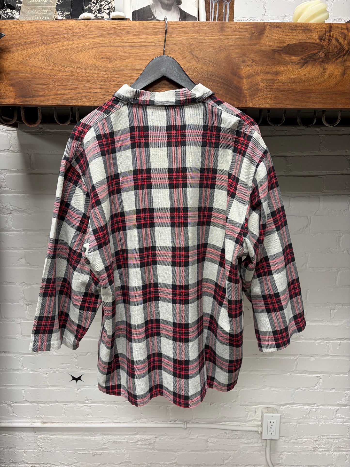 Y’Ssacs by Yohji Yamamoto Baseball Sleeve Plaid Shirt