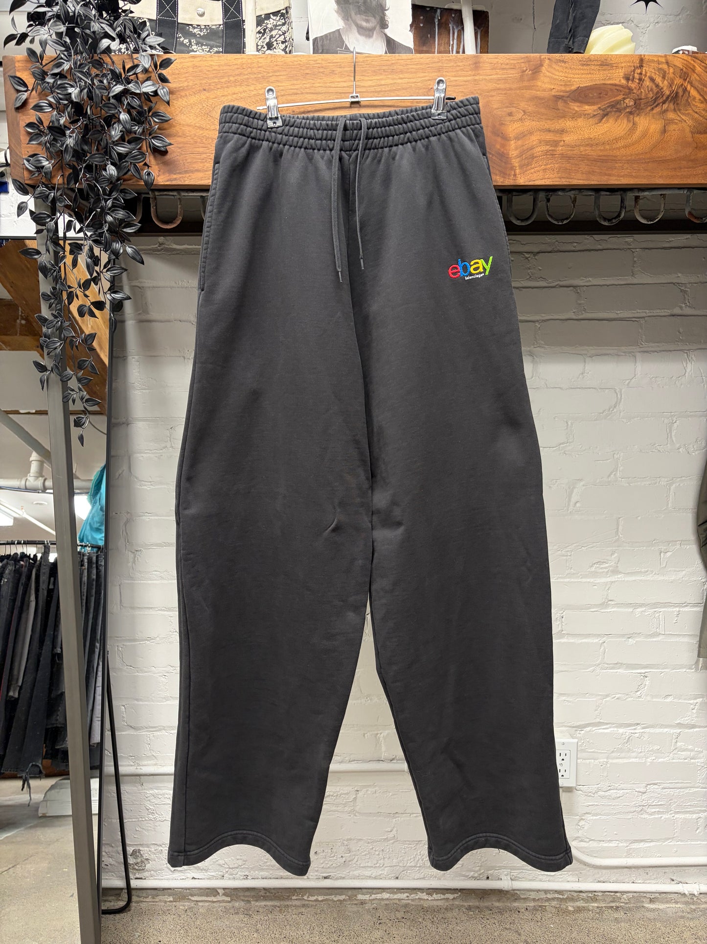 AW2024 Balenciaga x EBay Faded Black Wide Leg Drawstring Sweatpants