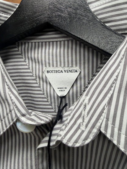 Bottega Veneta Striped Cotton ‘BV’ Minimal Logo Overshirt