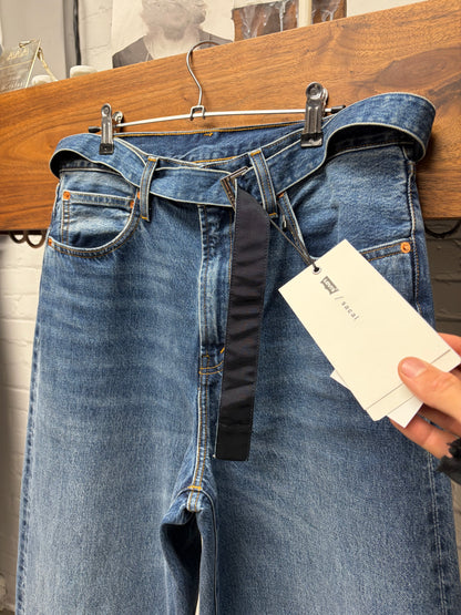 2025 Sacai x Levi’s ‘962’ Wide Leg Blue Belted Denim