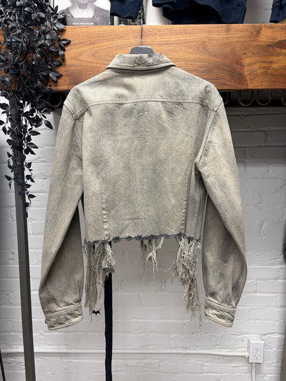 SS2023 Rick Owens ‘Edfu’ Cropped  ‘Mineral Fringe’ Denim Outershirt