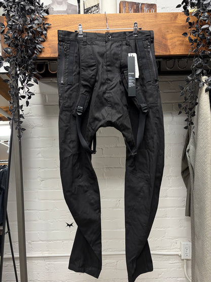 SS2025 Julius ‘Glyder’ Cotton/Nylon Twill Black Slim Cut Pants