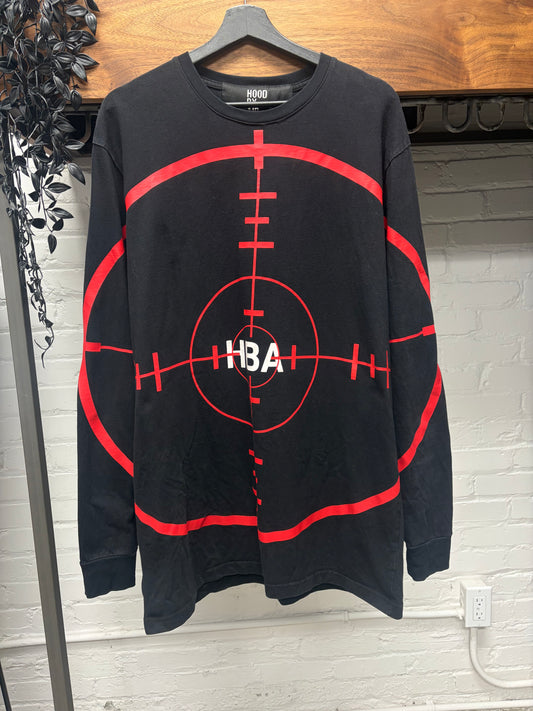 Hood by Air ‘Crosshairs Logo’ Black/Red Long Sleeve Shirt