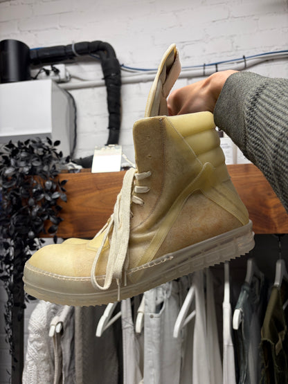 SS2023 Rick Owens ‘Edfu’ Apparition Leather Geobasket High Top Sneakers