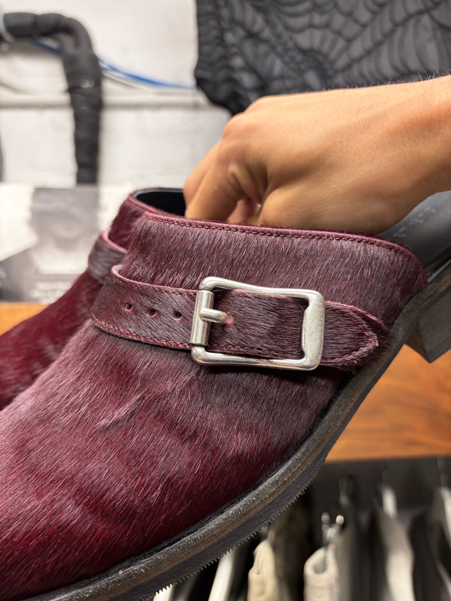 Our Legacy Bordeaux Pony-Hair ‘Camion’ Mules