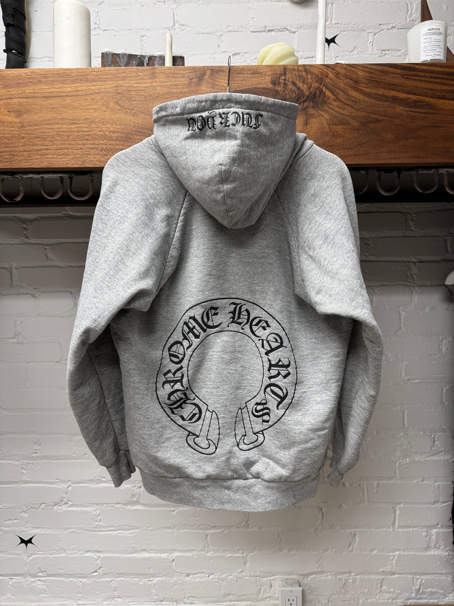 Vintage 90s Chrome Hearts Grey Thermal Lined ‘FUCK YOU’ Pullover Hoodie