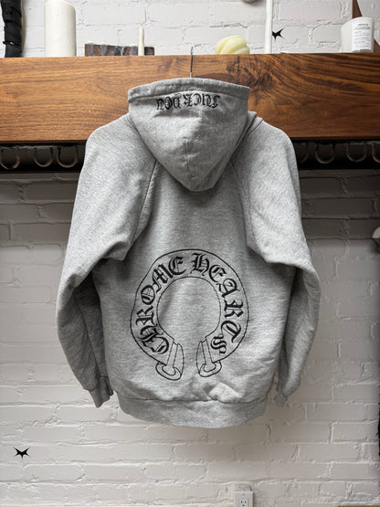 Vintage 90s Chrome Hearts Grey Thermal Lined ‘FUCK YOU’ Pullover Hoodie