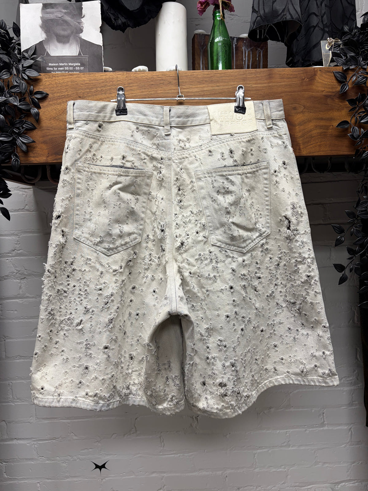 SS2023 Maison Margiela Thrash Distressed White Baggy Denim Shorts