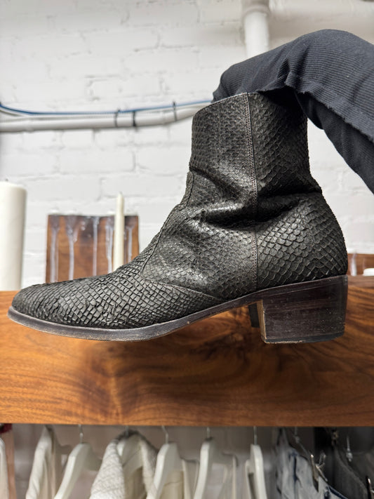 SS2002 Helmut Lang ‘Perch Skin’ Fish Leather Pointed Toe Boots