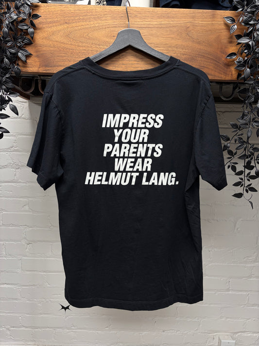 Helmut Lang ‘Impress Your Parents’ Black Slogan T-Shirt