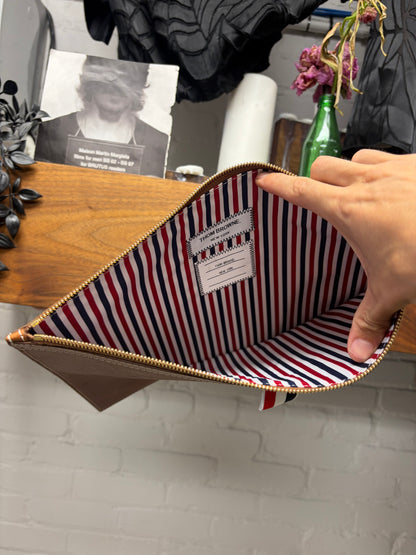 Thom Browne Brown Leather Office Clutch Bag