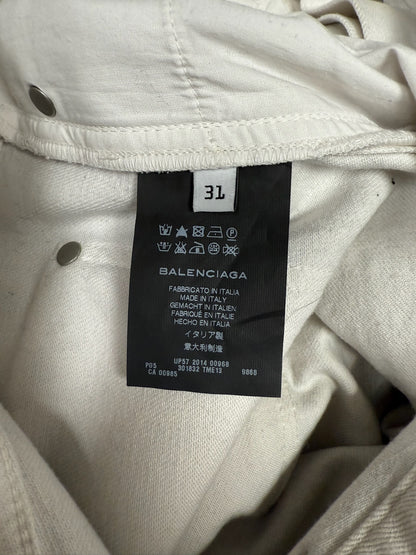 2014 Balenciaga ‘Paint Cracked’ White Skinny Jeans
