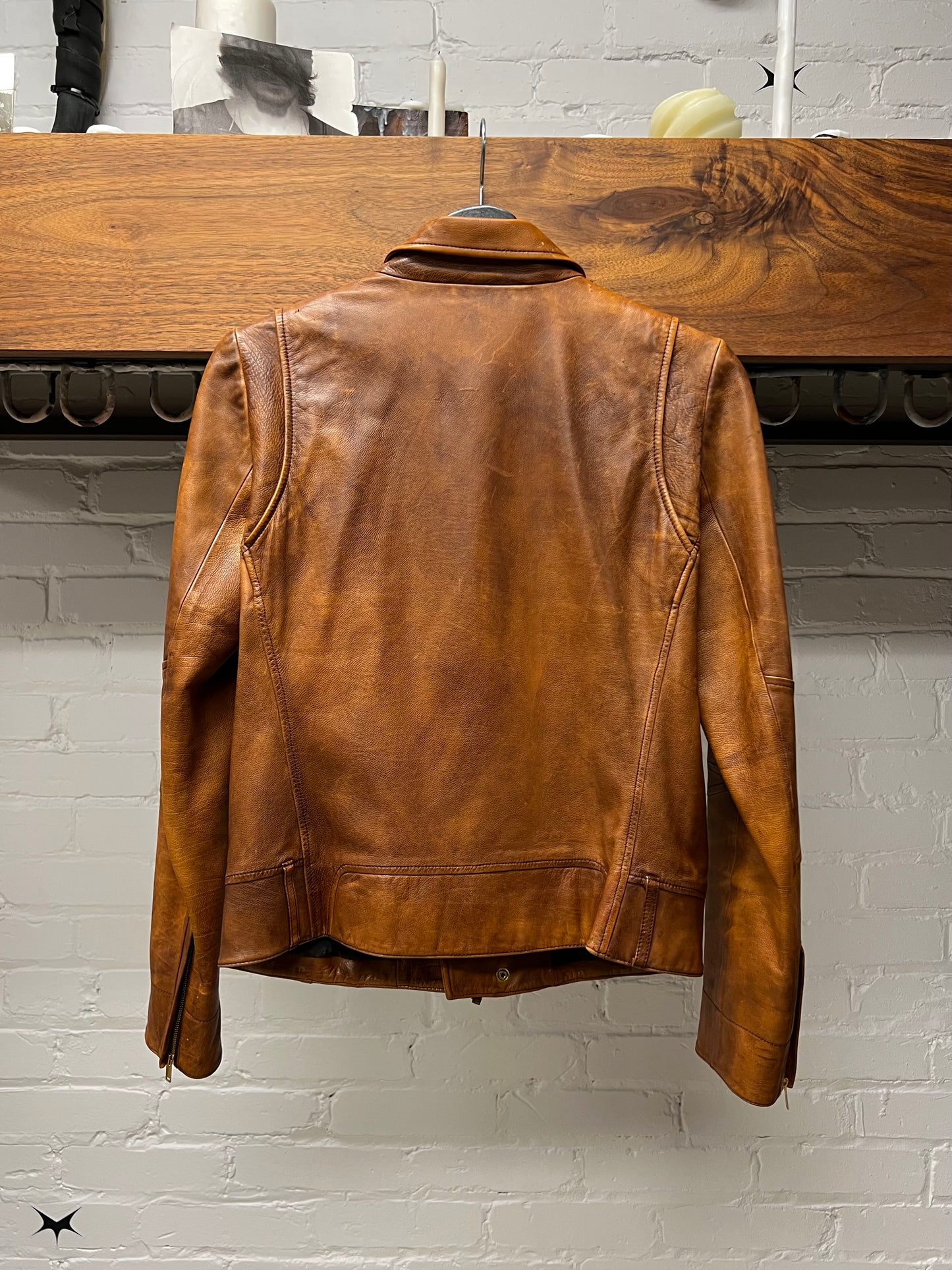 2000s Gucci ‘Natural Patina’ Brown Calf Leather ‘Horsebit’ Biker Jacket