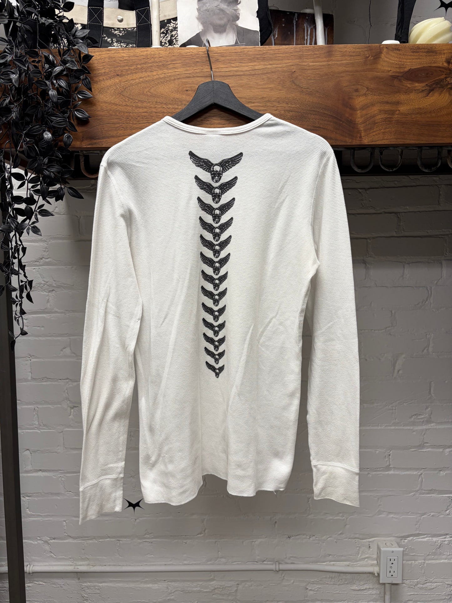 Chrome Hearts White Thermal ‘Foti Skull’ Long Sleeve Shirt