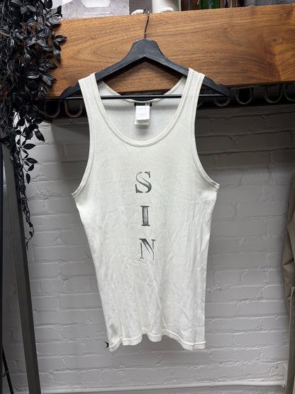 SS2003 Ann Demeulemeester ‘Sin’ White Ribbed Cotton Tank Top