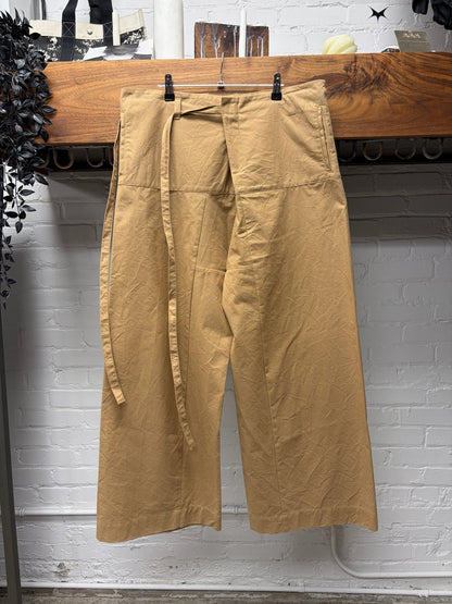 Acne Studios Cotton/Twill Wide Leg Belted Brown Pants