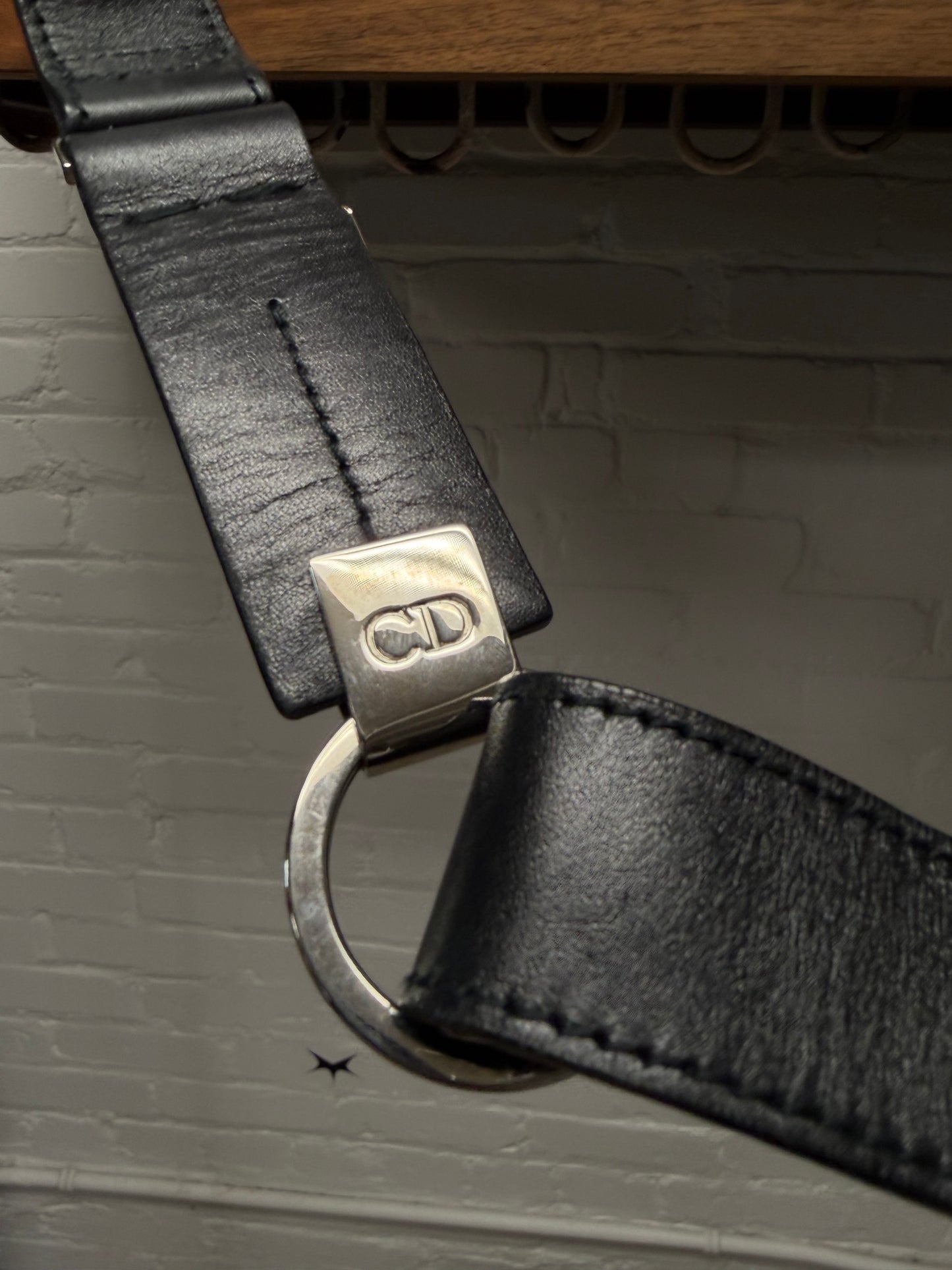 AW2009 Dior Homme Perforated Black Leather Sling Bag