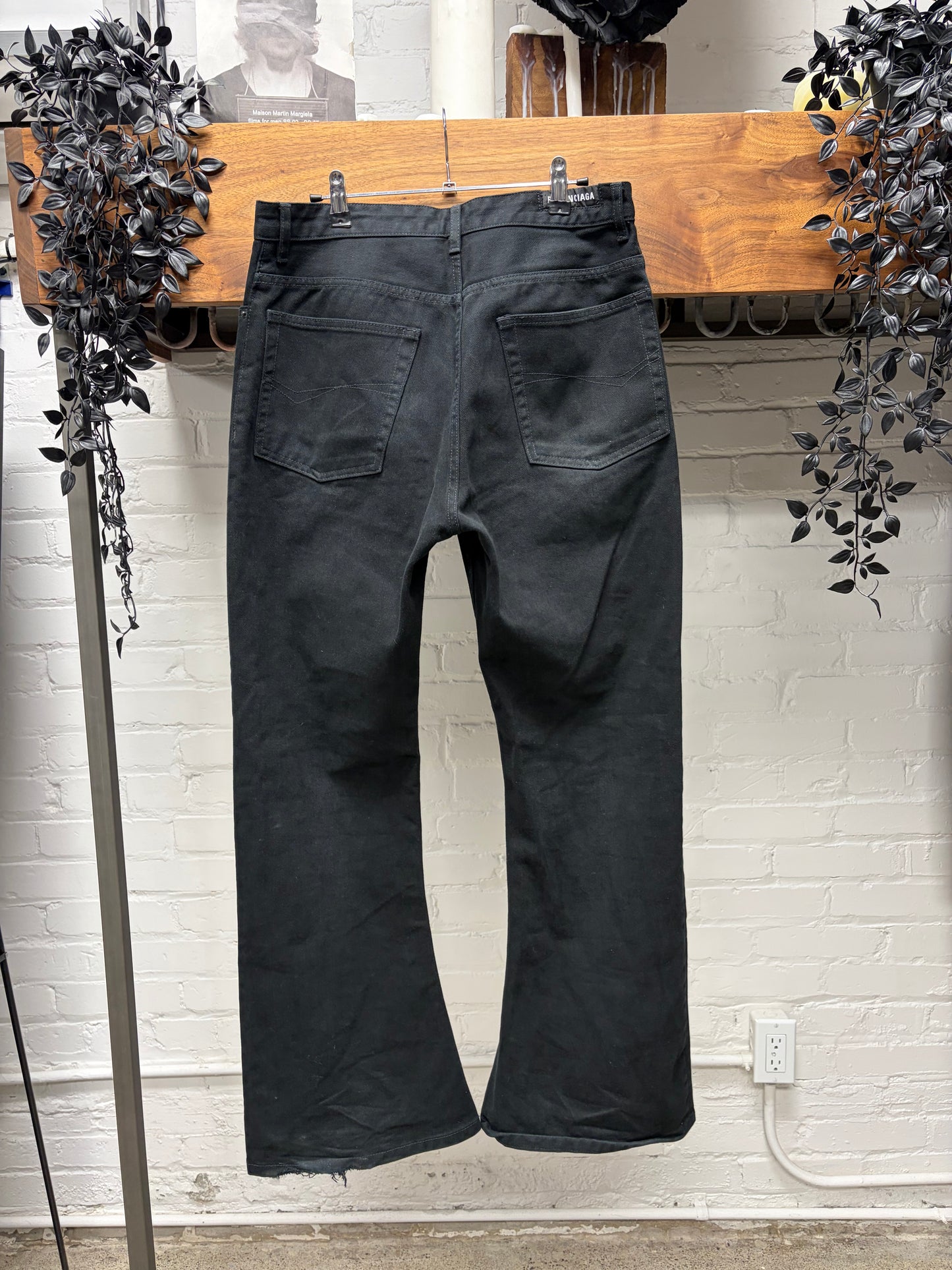 2023 Balenciaga ‘Flared Cut’ Black Bootcut Denim